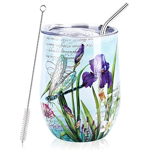 Mug Fleur multicolore-libellule isotherme personnalisé 350 ml