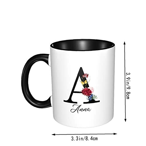 Mug Fleur personnaliser nom noir céramique personnalisé 330 ml variant 4 