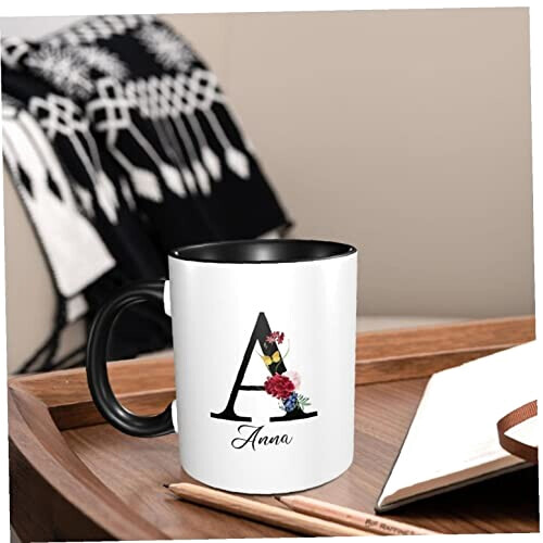 Mug Fleur personnaliser nom noir céramique personnalisé 330 ml variant 6 