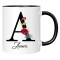 Mug Fleur personnaliser nom noir céramique personnalisé 330 ml - miniature variant 1