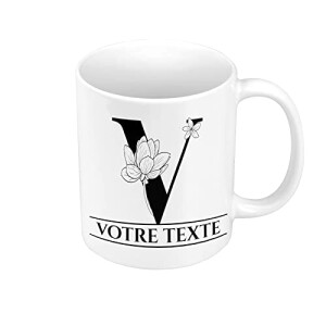 Mug Fleur blanc céramique personnalisable