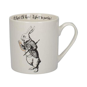 Mug Lapin blanc - Alice au pays des merveilles - blanc/noir/doré porcelaine coffret cadeau 350 ml